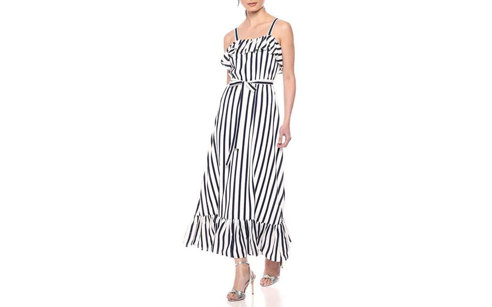 hình ảnh cách mặc váy maxi cho người thấp