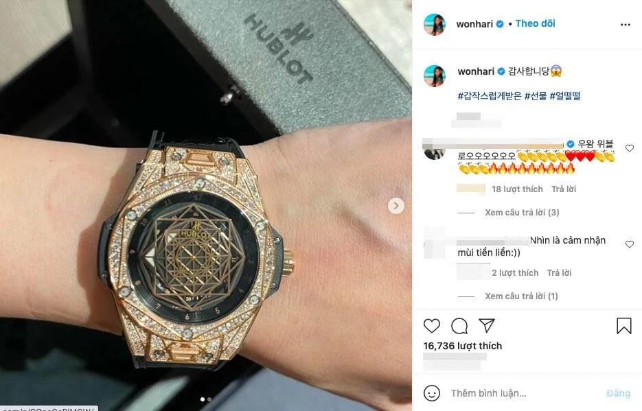 Đồng hồ Hublot Hari Won được tặng