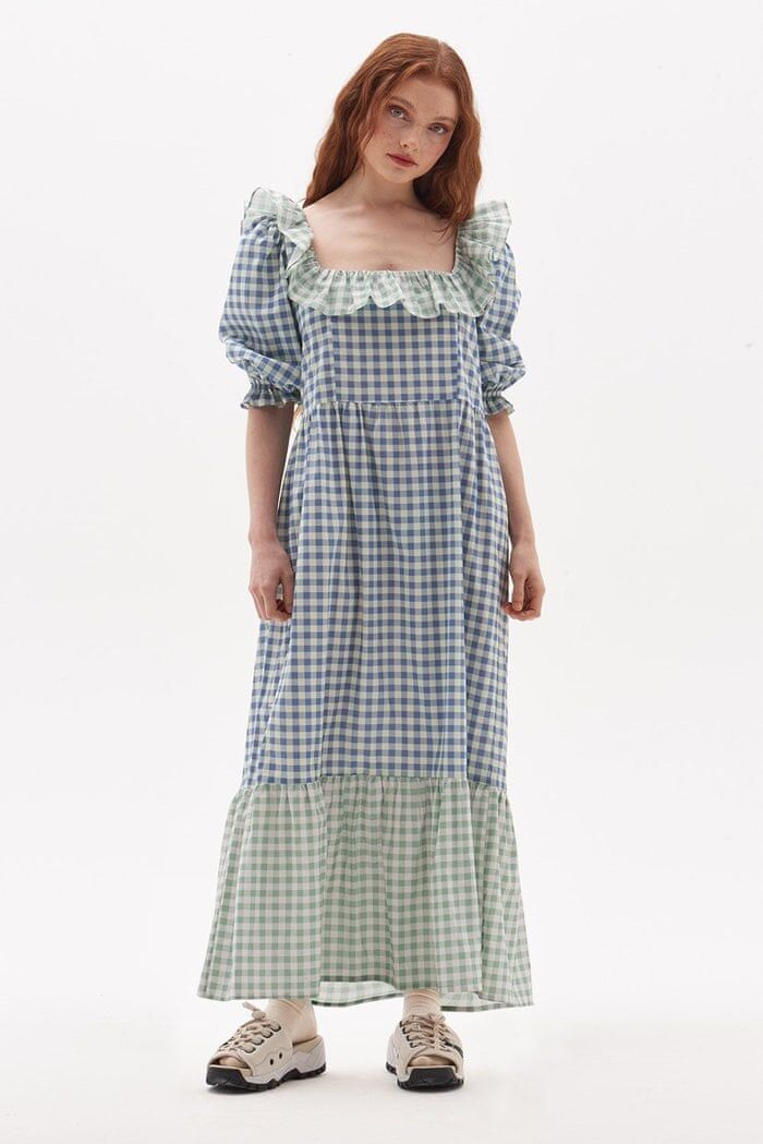 Váy gingham Damson Madder