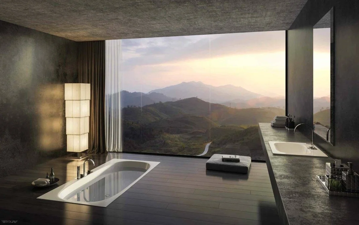 Thiết kế nội thất đẹp lạ cùng bồn tắm chìm, biến phòng tắm thành spa sang chảnh