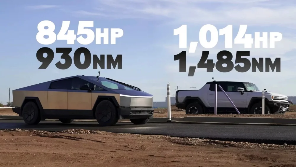 Tesla Cybertruck vượt qua GMC Hummer EV trong cuộc đọ sức kéo