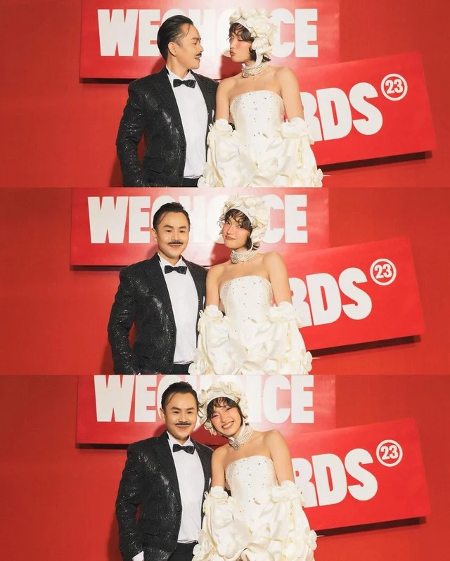 Binz - Châu Bùi lần đầu công khai nắm tay ở WeChoice Awards 2023,