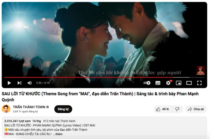 Nhạc phim của Trấn Thành thống lĩnh Top 1 Trending YouTube