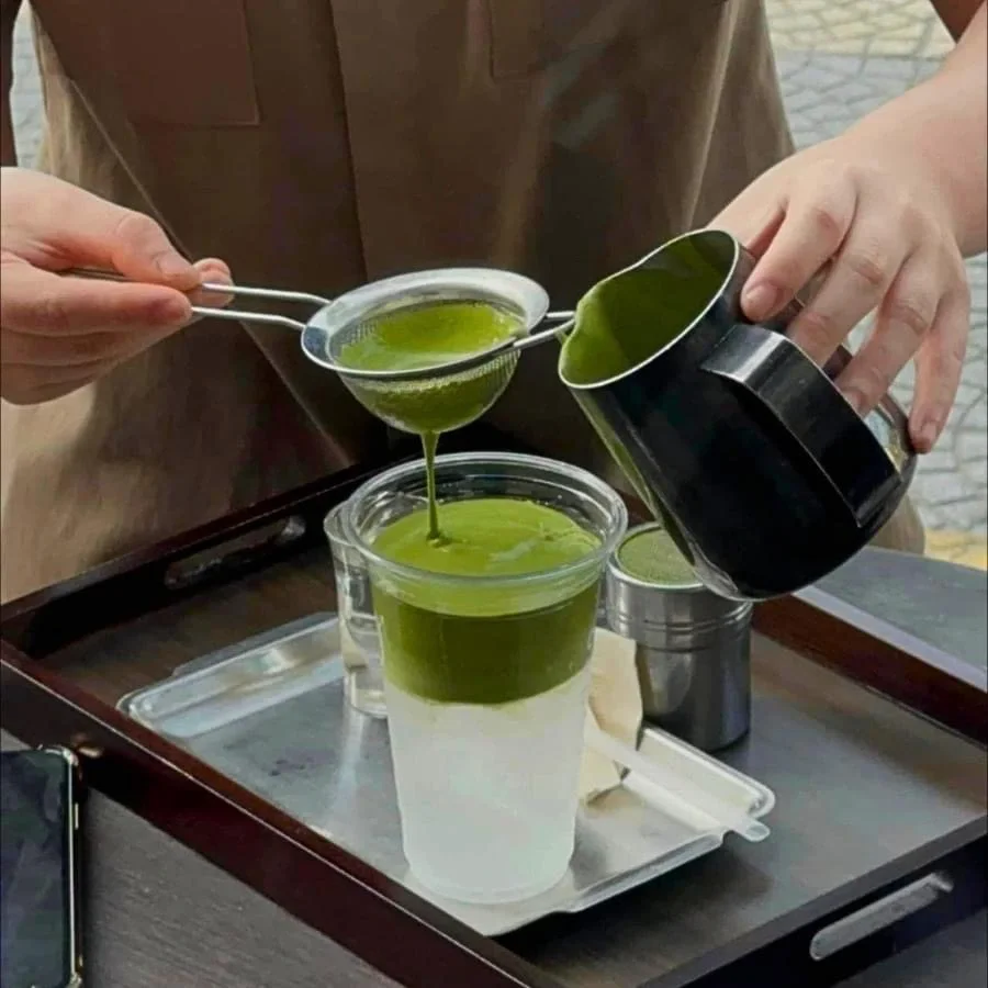 nước dừa kem matcha