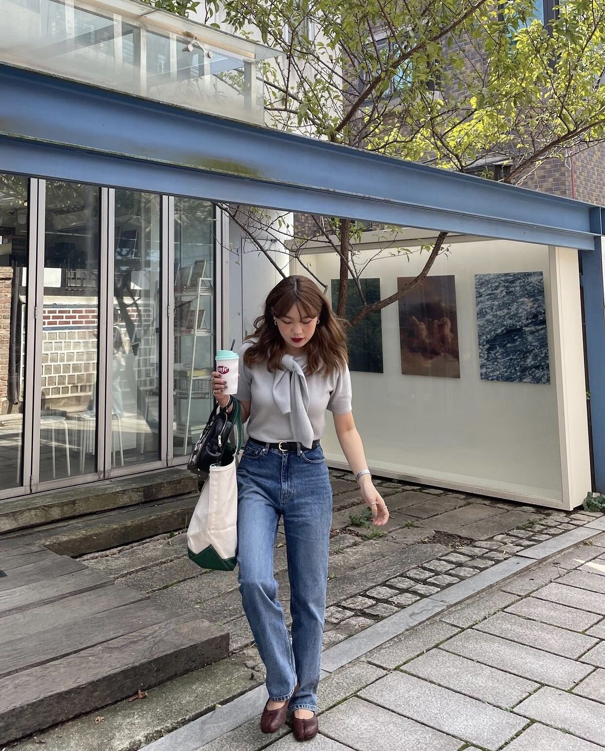 giày búp bê móng ngựa màu tím