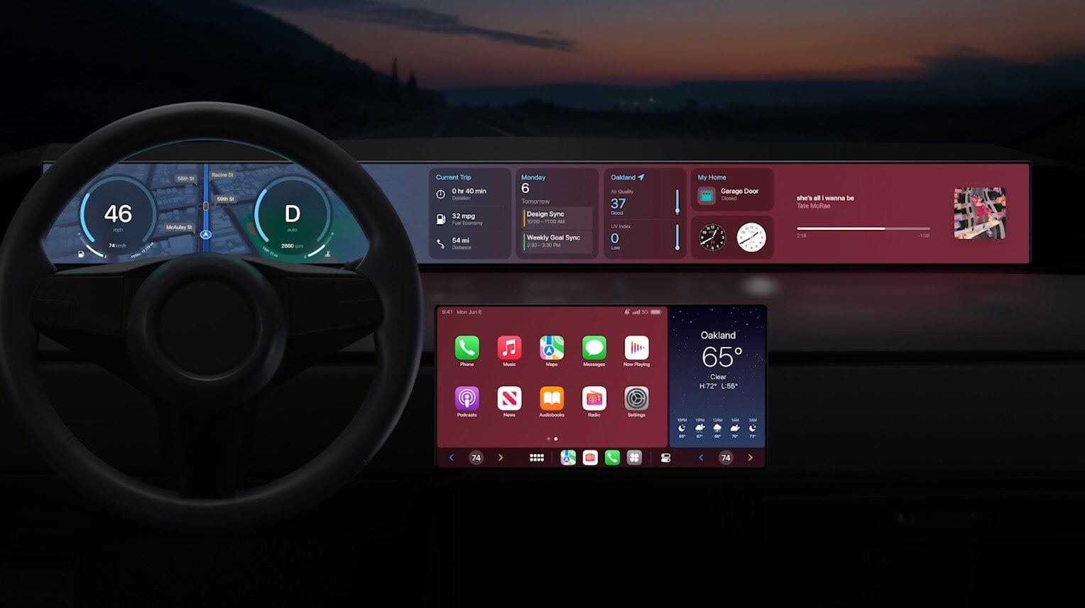 Màn hình hiển thị của Apple Carplay