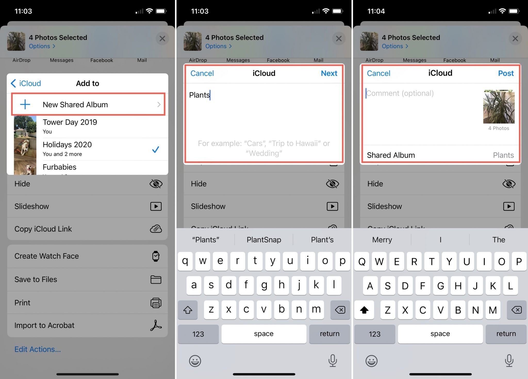chia sẻ album ảnh trên iPhone