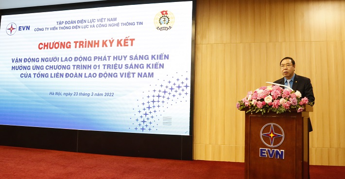 Đồng chí Đỗ Đức Hùng, Chủ tịch Công đoàn Điện lực Việt Nam phát động thi đua Chương trình “10 nghìn sáng kiến”