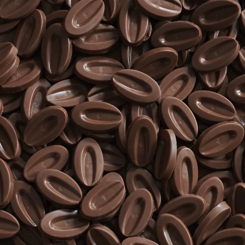 Hình dạng oval đặc trưng của socola Valrhona