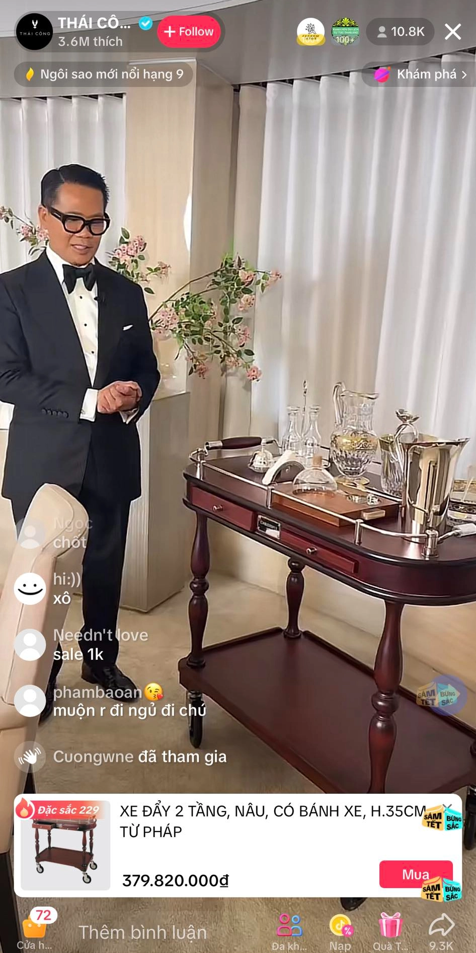 Livestream bán hàng "quý tộc" của NTK Thái Công