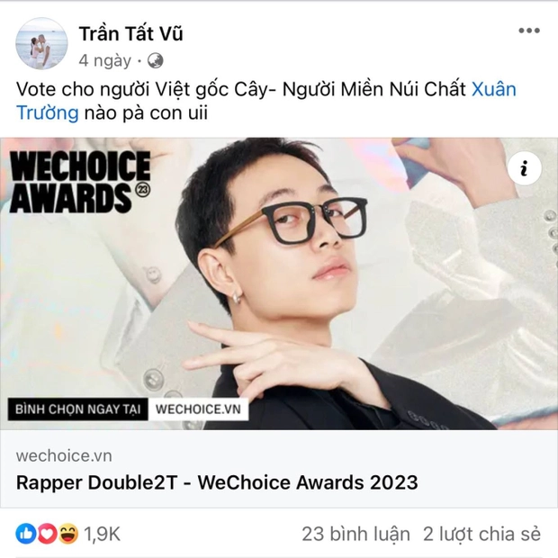 Màn chào sân rực rỡ của Double2T nhận 4 đề cử tại WeChoice Awards 2023