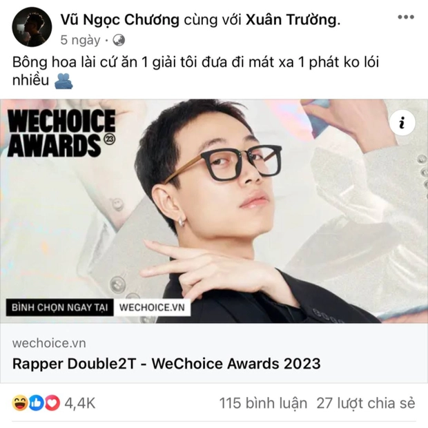 Màn chào sân rực rỡ của Double2T nhận 4 đề cử tại WeChoice Awards 2023