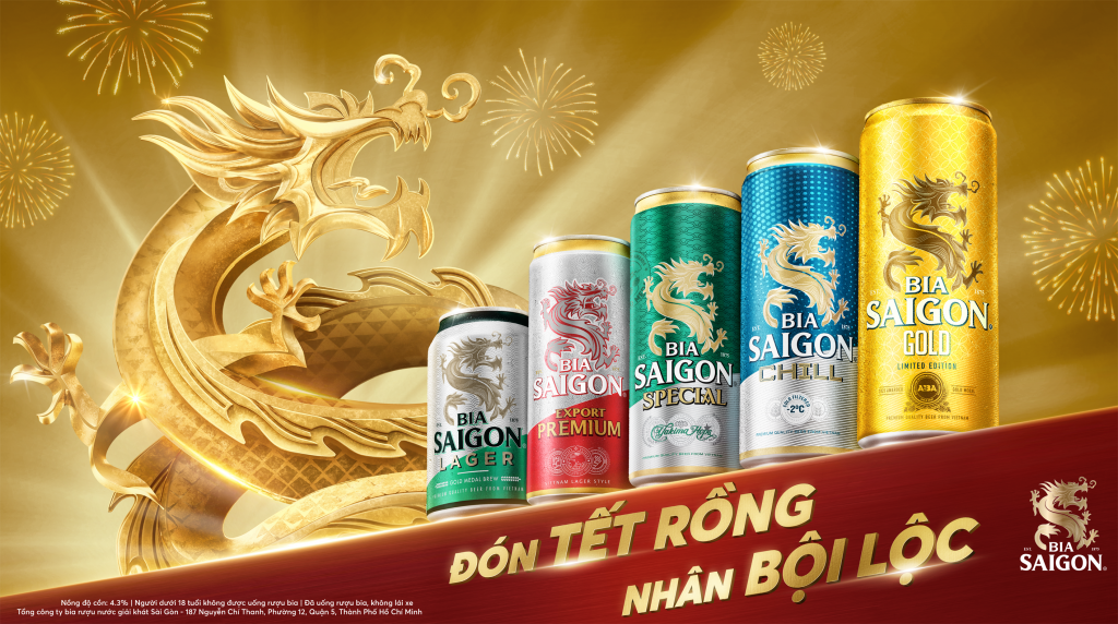 Bia SaiGon lan tỏa thông điệp "Đón Tết Rồng, Nhân bội lộc" chào đón Xuân Giáp Thìn 2024