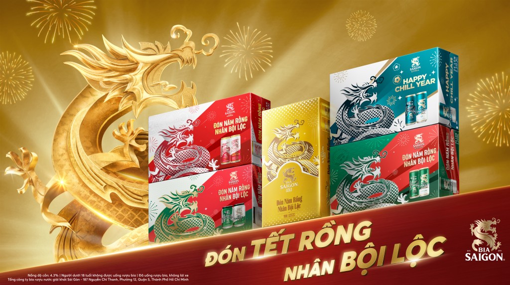 Bia SaiGon lan tỏa thông điệp "Đón Tết Rồng, Nhân bội lộc" chào đón Xuân Giáp Thìn 2024