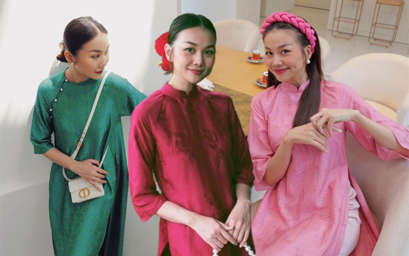 Thanh Hằng diện áo dài Tết
