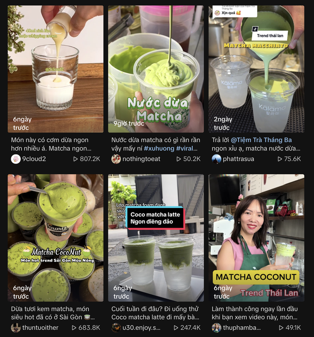 nước dừa kem matcha