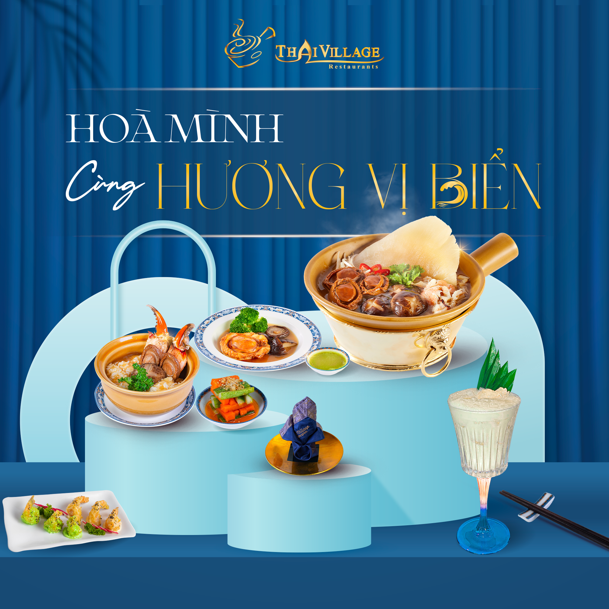 Biển cả trên bàn tiệc tại nhà hàng Thai Village