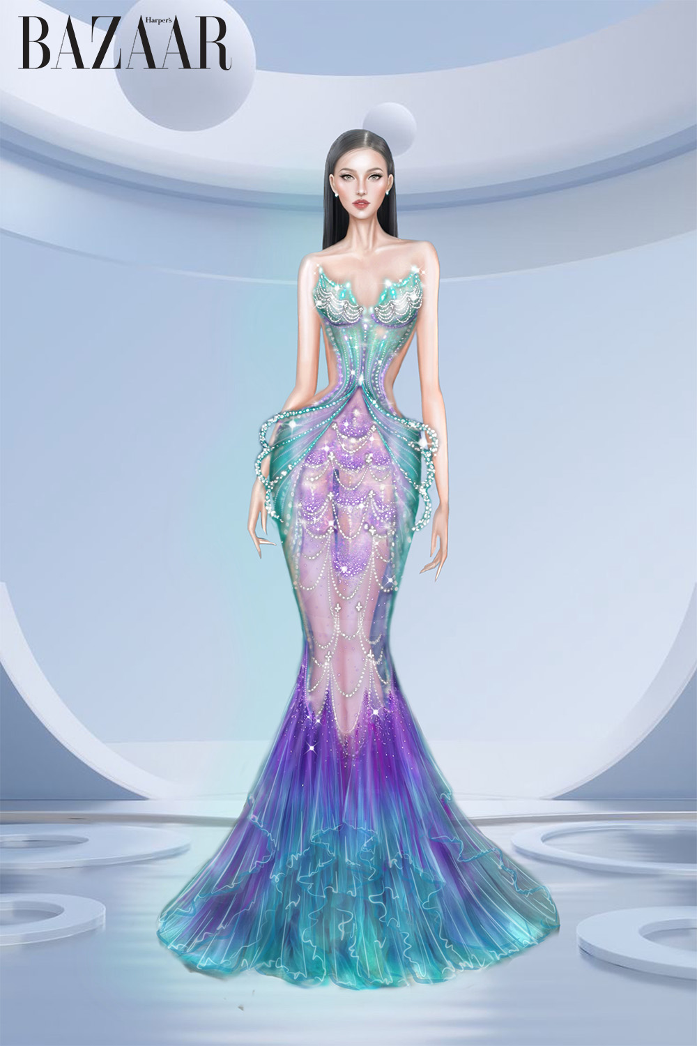 Miss Earth Malaysia 2021 mặc đầm Nguyễn Minh Tuấn tại LHP Cannes 2024