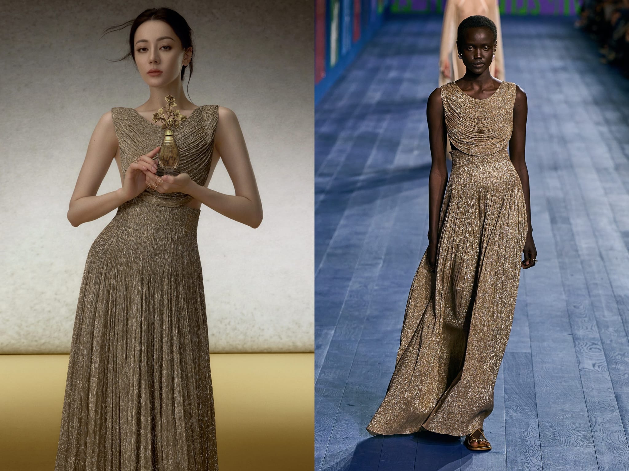 Địch Lệ Nhiệt Ba, nữ thần vàng ròng trong Dior Haute Couture