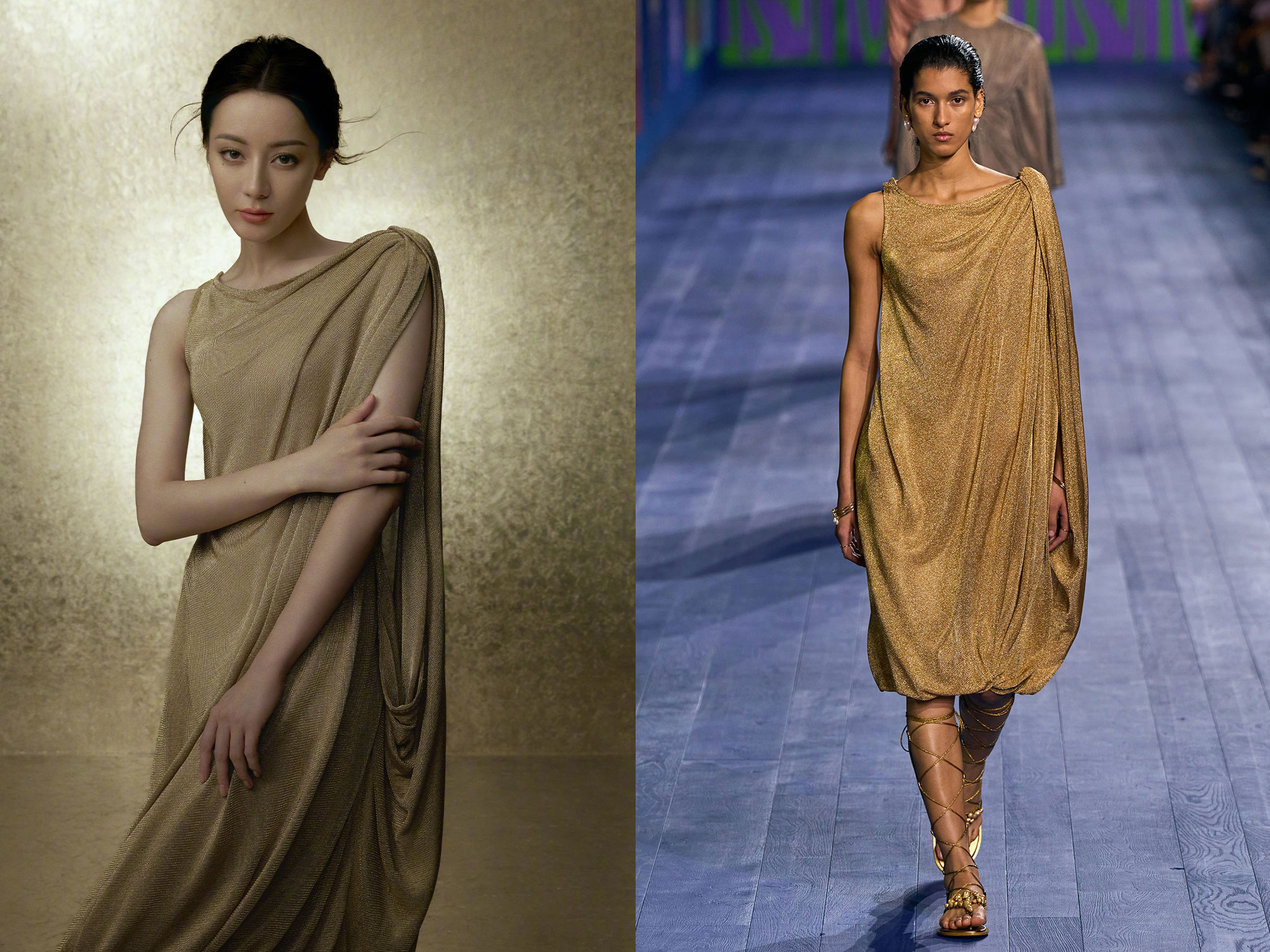 Địch Lệ Nhiệt Ba, nữ thần vàng ròng trong Dior Haute Couture