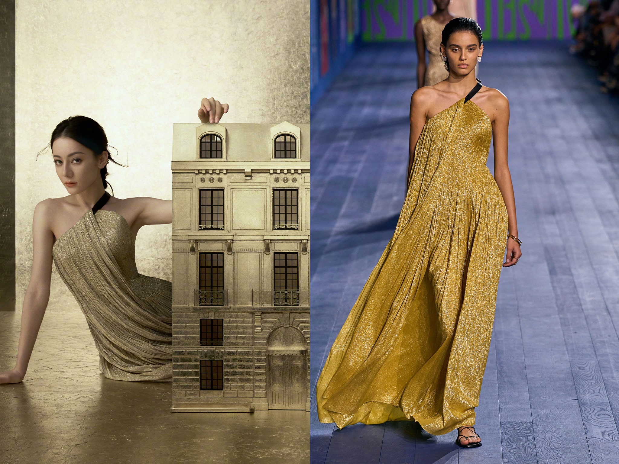 Địch Lệ Nhiệt Ba, nữ thần vàng ròng trong Dior Haute Couture