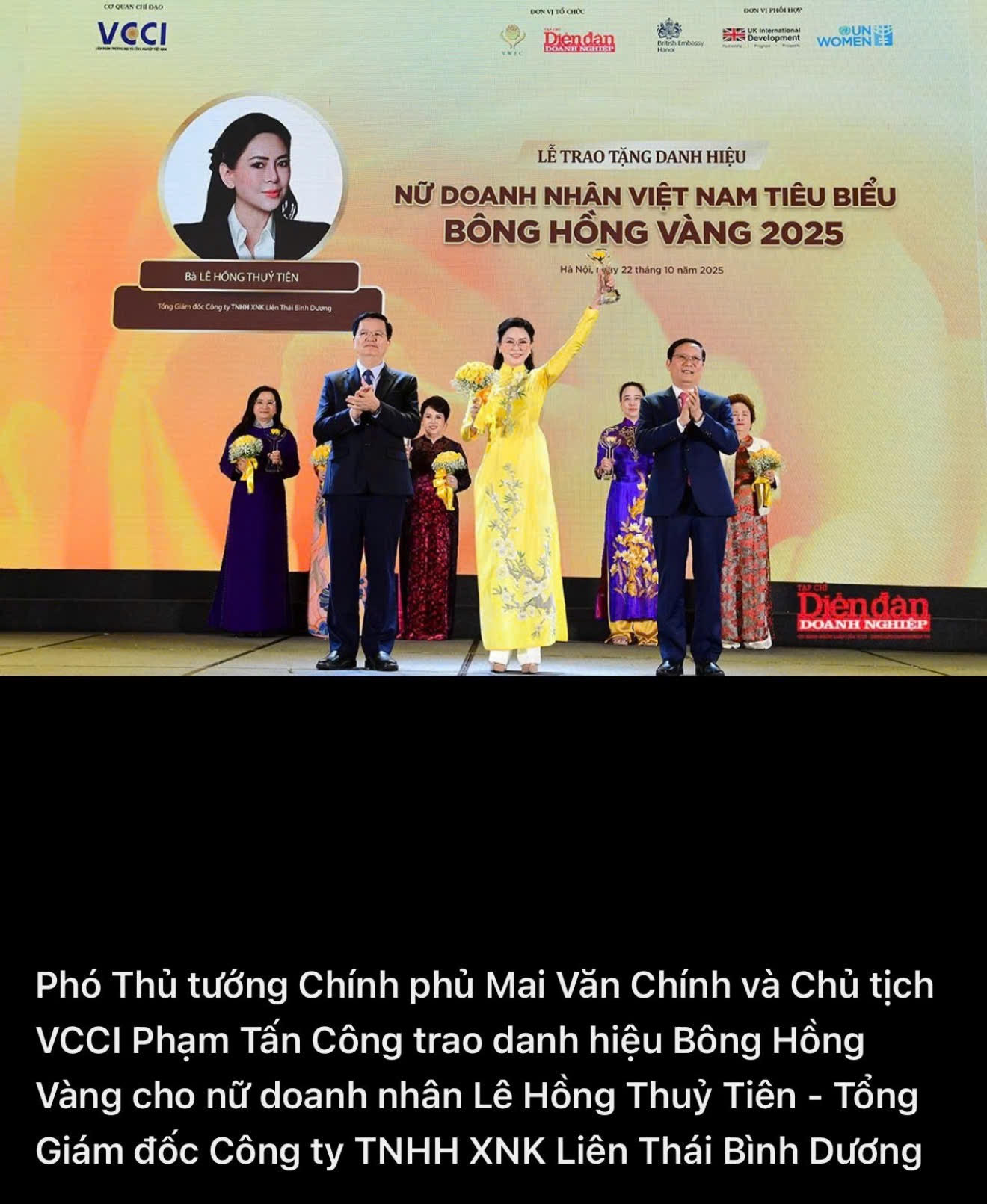 CEO Lê Hồng Thủy Tiên – Nữ lãnh đạo IPPG được vinh danh Top 10 “Bông Hồng Vàng Việt Nam 2025”